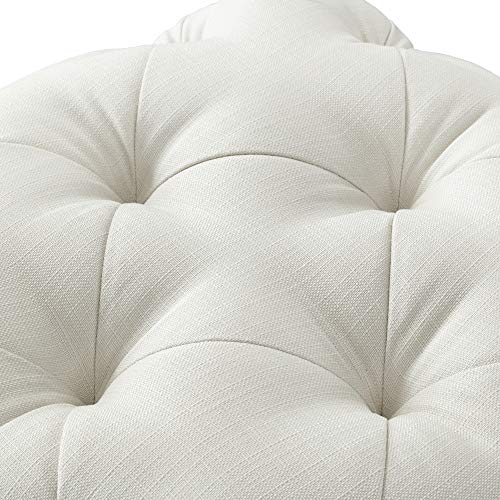 Angel Cream White Linen Ottoman #TOP7
