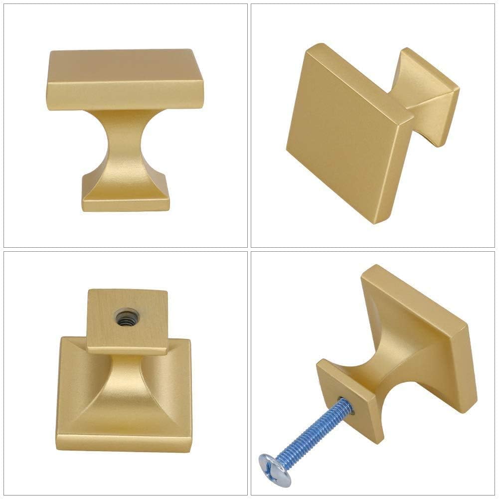 LONTAN 15 Pack Gold Square Cabinet Knobs Zinc Alloy Gold Cupboard Knobs for Kitchen Drawer and Wardrobe Bathroom Shower - Image 4