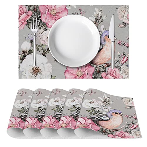 Sets de table antidérapants et thermorésistants oiseaux roses pour table - 3