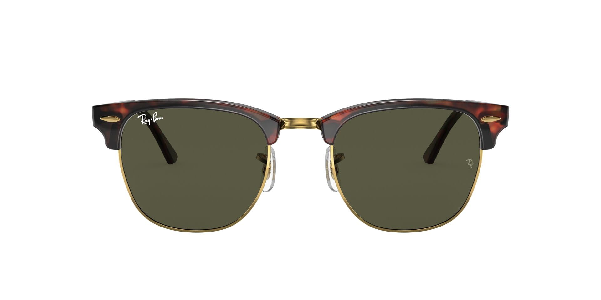RB3016 Clubmaster W0366 51MM Tortoise on Gold/Crystal Lens G-15 Green Square Sunglasses for Men for Women