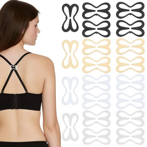 LIQWEI 20 clips de correa de sujetador, soportes de correa de brasier para deslizar correas de flores, correas cruzadas en la espalda, accesorios para hacer que la espalda cruzada oculte y controlar