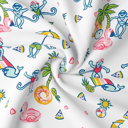 Image of Ammiko Womens Pajamas Set Y2k Loungewear Pajama Button Down Top and Shorts Monkey Beach Short Sleeve Sleepwear Preppy