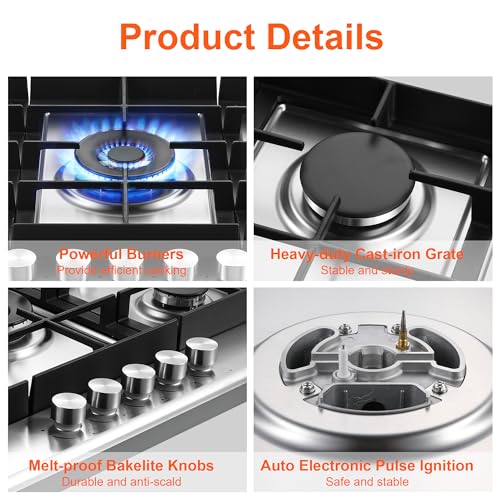 Eascookchef GC002-305S-IT 30 Inch Gas Cooktop, Gas Stove Top thumb #2