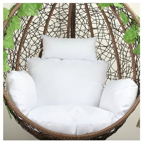 Cojín grueso para silla de columpio colgante con almohada para patio, jardín, lavable y cómodo, opción de color blanco