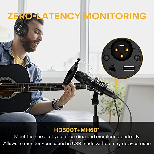 MAONO Dynamisches Mikrofon mit USB/XLR-Instrument, Metall, professionelle Zero-Latenzüberwachung, Gesangsmikrofon mit… - Image 4