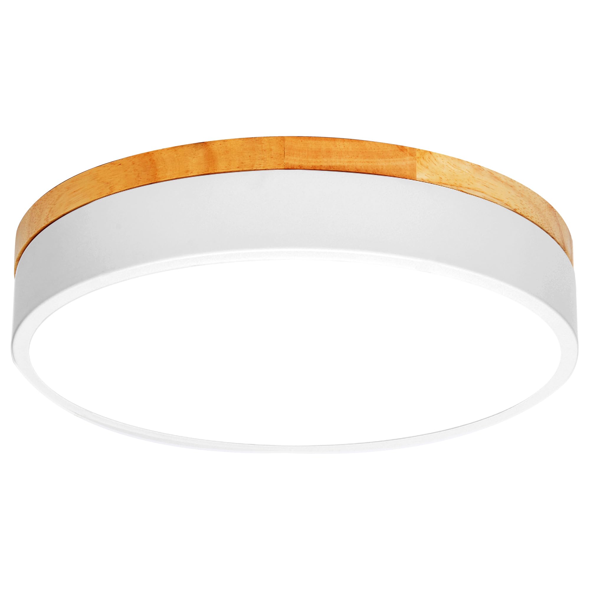 Modern Flush Mount Ceiling Light 12 Inch 24W Wood Ceiling Light for Bedroom Living Room Hallway 2700-5000K-image-10
