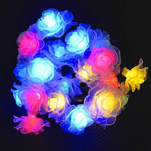 CrazyFire イルミネーション ストレート 5m LED20灯 クリスマス ライト LED 防水 防雨仕様 屋外 LED ドロープライトフォールライト ガーデンライト/ ライト / 防雨 / 電飾 / 電球 / 装飾 / 照明 /クリスマスツリー (ローズ, 多色)