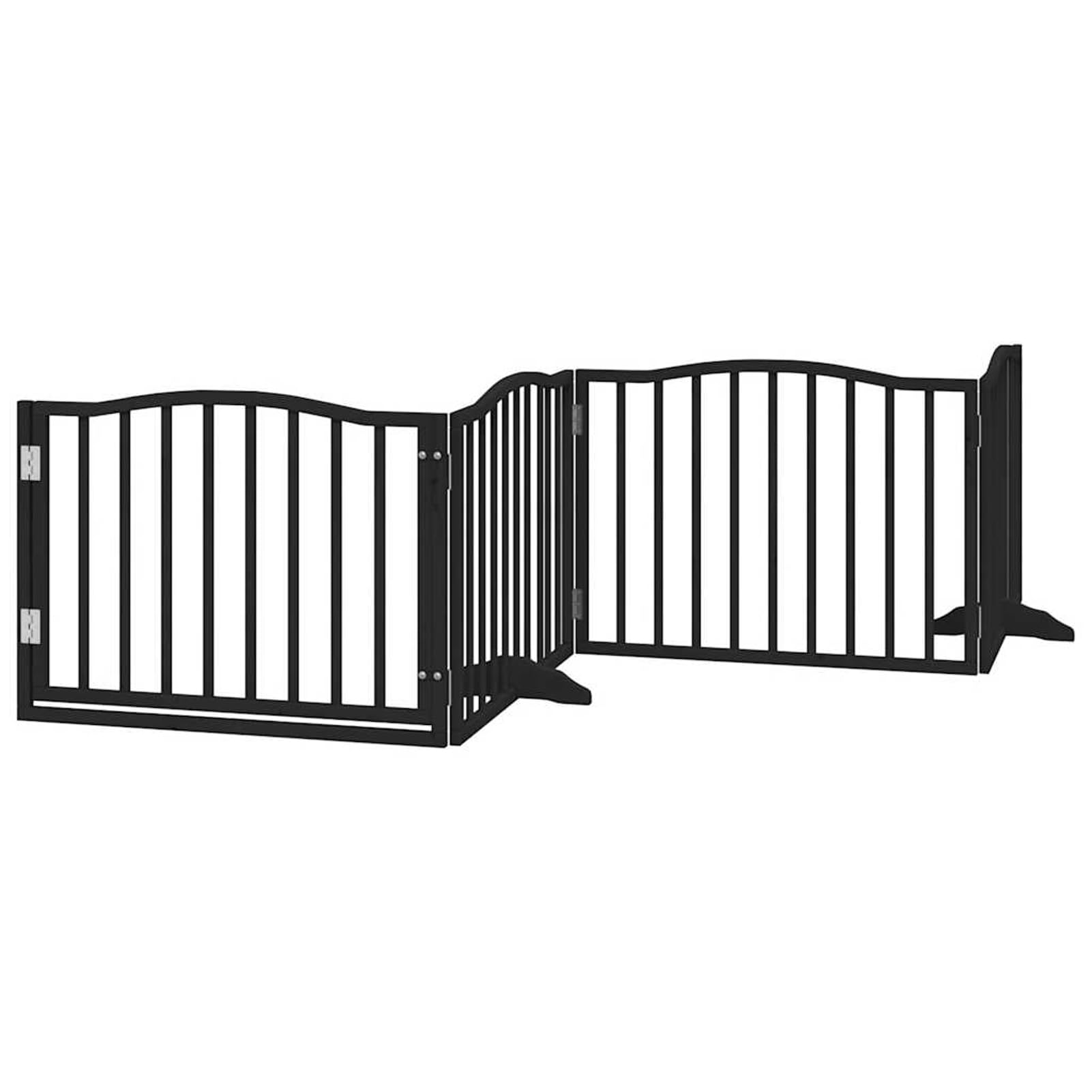 Tidyard Cancelletto per Cani con Porta Pieghevole Nero 4 Pannelli 320 cm Legno Pioppo per Piccoli/Medi Cani 352225