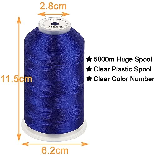 Image of New brothread - Single Huge Spool 5000M Each Polyester Embroidery Machine Thread 40WT for Commercial and Domestic Machines - Blue(Janome Color)