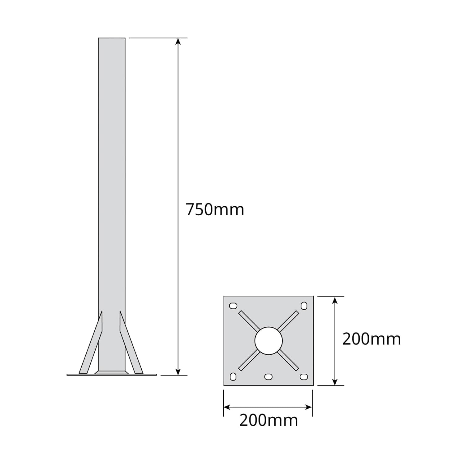 CABLEPELADO Soporte base T suelo para antenas de 120-130 cm Gris