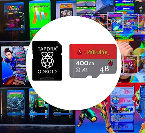 TAPDRA 400GB Retropie 4.6 Tarjeta SD de estación de emulación - para Vistas previas de Video de Raspberry Pi 4 3D Boxart - 14,600+ Juegos 50 Sistemas Plug & Start