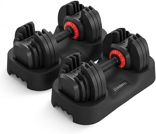 Adjustable Dumbbells Set 55lb Quick Change Anti-Slip Handle
