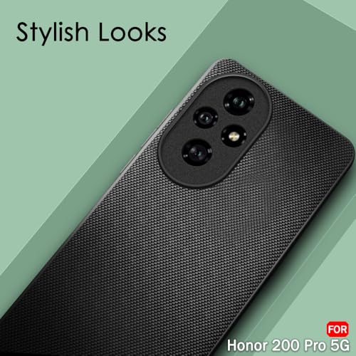 Image of TheGiftKart Back Cover Case for Honor 200 Pro 5G | Slim & Lightweight | Ultra-Premium Design | Camera Protection Bump | Fabric Texture Case Cover (PC & TPU, Black)