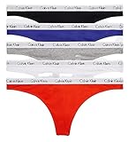 Calvin Klein Carousel 5-Pack Thong Black/White/Spectrum Blue/Grey Heather/Spicy Orange LG (Women's 12-14)