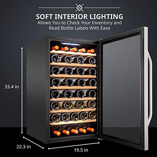 Ivation 51 Bottle Compressor Wine Cooler Refrigerator w/Lock | Large Freestanding Wine Cellar For Red, White, Champagne or Sparkling Wine | 41f-64f Digital Temperature Control Fridge Stainless Steel - Image 4