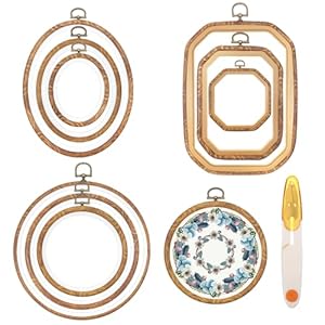 9 Pcs Embroidery Hoop Frame, Large Imitated Wood Cross Stitch Hoop for Display Decorative Embroidery Hoops for Art Craft DIY Sewing and Hanging Ornaments Decor (4 Shape)