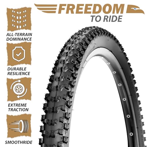 MOHEGIA Mountain Bike Tires Set: 2 Pack 26×2.1/27.5×2.1/ 29×2.1 Inch Folding Bicycle Tires Replacement and Pair 26/27.5/29 Inch Inner Tubes Schrader Valve with Tire Levers