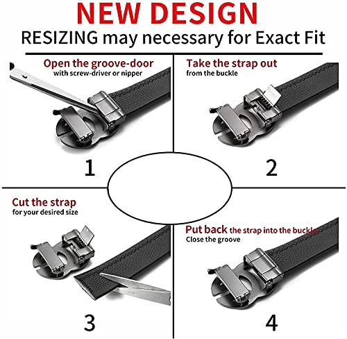 Men's Leather Belt with Automatic Buckle 35mm wide Ratchet Dress Belt, Trim to Fit4