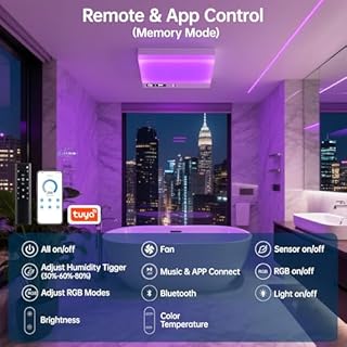 ROJOSAN Smart Bathroom Exhaust Fan with Bluetooth Speaker and Light & Humidity Sensor, Powerful 230CFM Exhaust Fan with Alexa/App/Remote Control, Auto-On Humidity & Odor Sensor, 2.0 Sone (White)