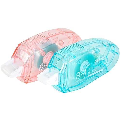 Cinta adhesiva adhesiva de doble cara, 0.236 in x 26.2 ft, color rosa y azul, cinta adhesiva para escuela, oficina, papelería, papelería japonesa,