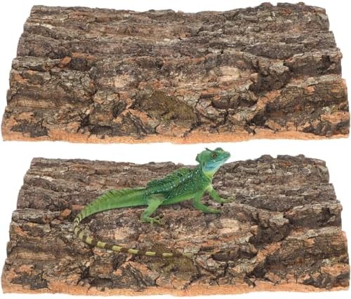 TOYANDONA 2 piezas de fondo de corteza de corcho natural para reptiles, decoración de terrario de corteza de árbol, plataforma de escalada y zona de descanso para gecos, lagartos, tortugas y