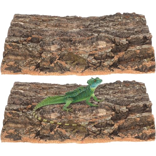 Cabilock 2pcs Cork Terrarium Background, Reptile Tree Bark Cork Wood Bark Climb Platform, Reptile Climbing Mat Habitat Decor for Beared Lizard Geckos Spider Turtle