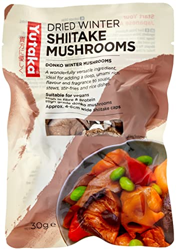 Yutaka - Dried Shiitake Mushrooms 30g - Premium Donko Winter Mushrooms - Rich Umami Flavour Vegan Friendly - High Fibre & Protein - Perfect for Soups Stir-Fries Risotto & Broths