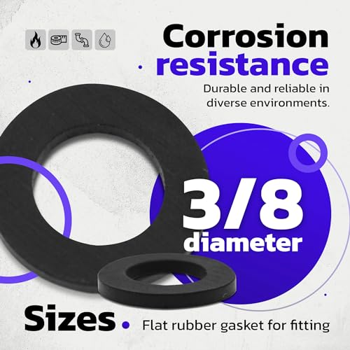 DOJA Barcelona | Racor Flachdichtung | 3/8 | Pack 25 | Springbrunnen Dichtung | Dusch Dichtungsringe | Wasserhahn Dichtung | Spüle Flachdichtung, Sanitär Dichtung, Waschbecken Gummidichtung