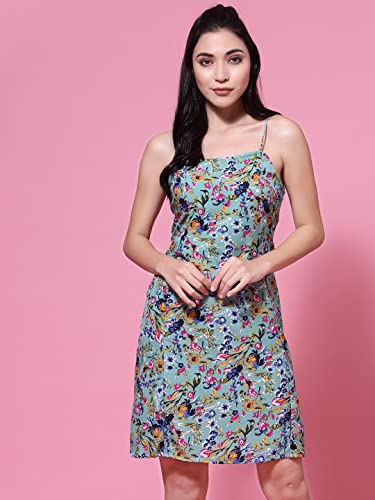 Image of OOMPH! Women A-Line Floral Mini Dress Western, Off Shoulder, Slip On