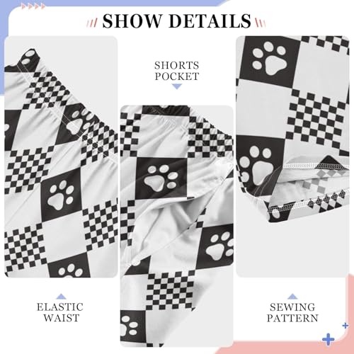 Dog Paw Tartan Plaid Checkered Boys Pants for Kids Jogger Pants with Pockets S-XL4