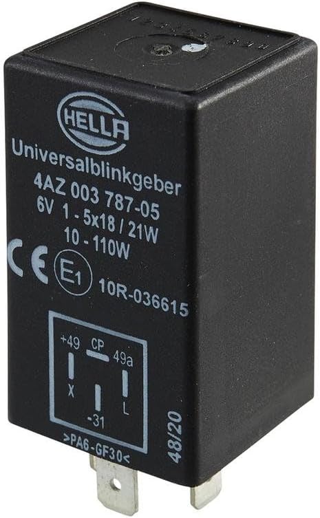 HELLA 4AZ 003 787-051 Flasher Unit, 6V, Electronic, with Holder, with Cable