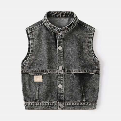 Toddler Boys Girls Sleeveless Denim Vest Stand Collar Button Down Jean Waistcoat Jacket Winter Coats for Toddler Boys2