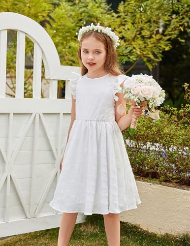 Arshiner Girls Dress Casual Ruffle Sleeveless A Line Summer Dresses with Pockets 4-12 Years2