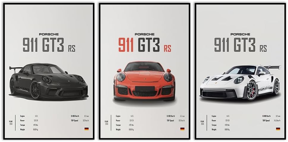 VejiA Car Poster Canvas Wall Art 911 GT Turbo Posters For Men Bedroom Aesthetics Decor (12x18, Unframed 01)