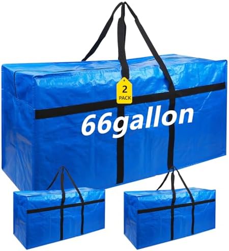 LIUBUJINGYING 2 Pcs 66 Gallon Extra Large Storage Bags with Zipper and Handles Large Moving Bags Heavy Duty Foldable Storage Duffle Bag for Travel - Waterproof Material for College Dorm Travel