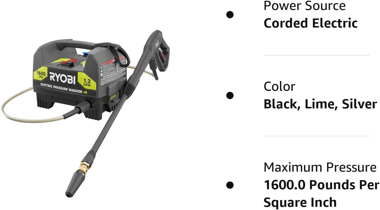 Ryobi 1,600 PSI 1.2 GPM Electric Pressure Washer - (Bulk Packaged, Non-Retail Packaging)