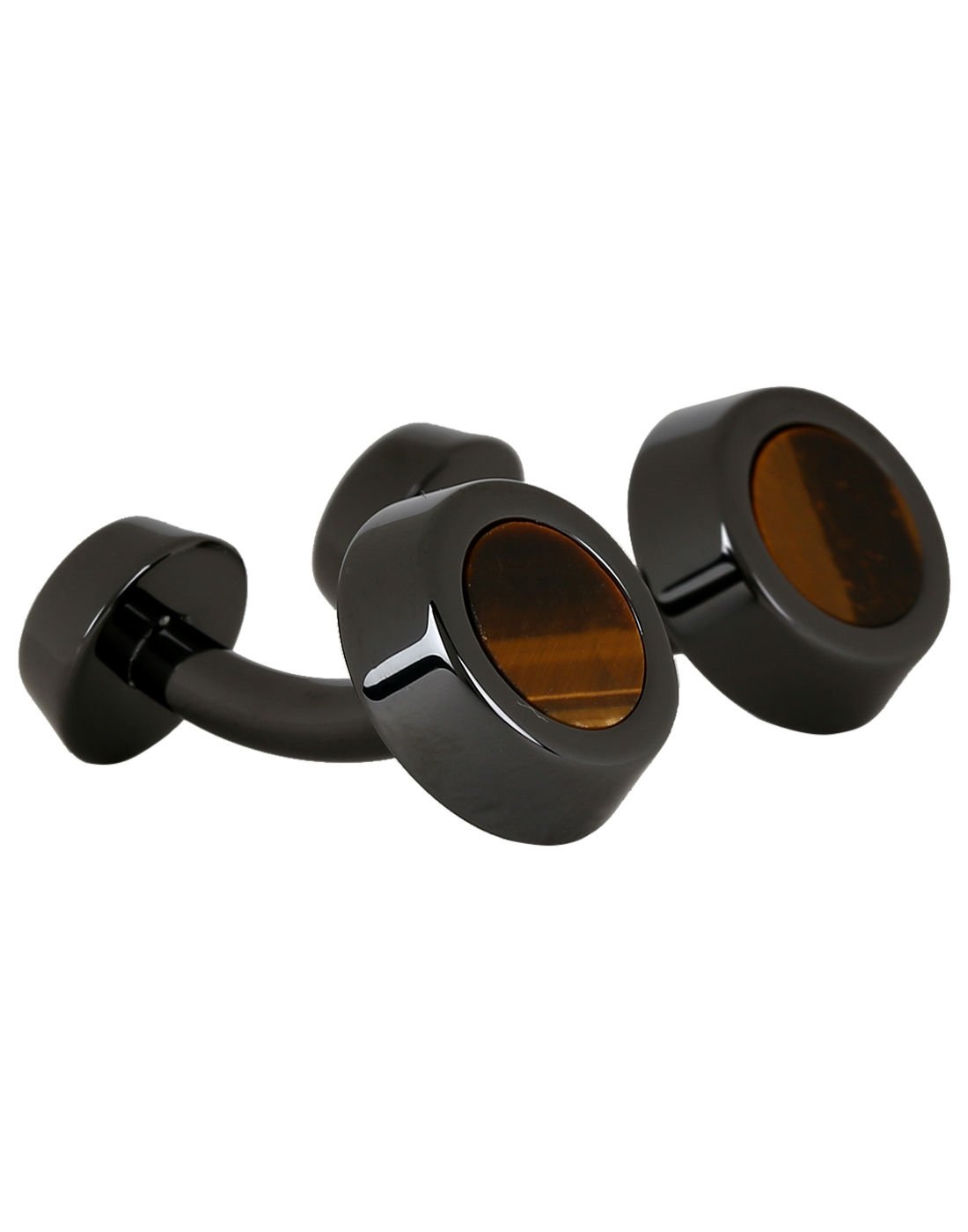 peluche Zirconium Ceramic Studded with Natural Tiger's Eye Stone (Semi-Precious) Cufflinks for Men-picture-19