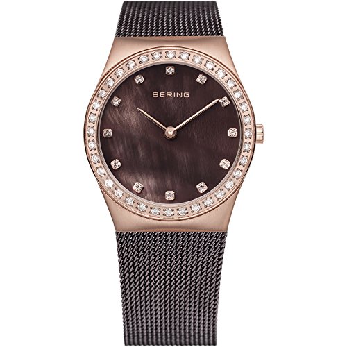 Bering Women's 26mm Brown Steel Bracelet & Case Sapphire Crystal Quartz Analog Watch 12426-262