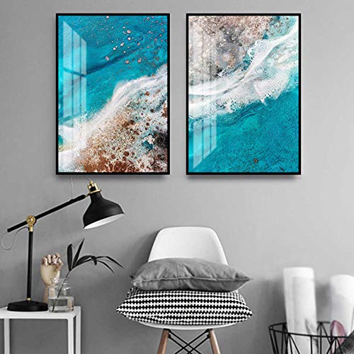 Impression sur toile marine bleu océan 50x70 cm lot de 2