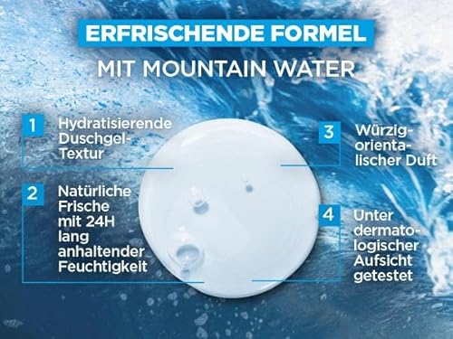 L'Oréal Men Expert L'Oréal Men Expert Duschgel und Shampoo für Männer, Duschbad zur Reinigung von Körper, Haar und Gesicht, Herren Körperpflege für hydratisierte Haut mit Mountain Water, Hydra Power, 1 x 250 ml - Detailansicht 14 | TV | Video | Foto