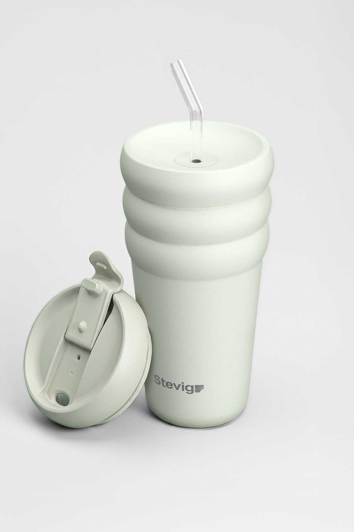 3 Bubble Two-Cap Straw Tumbler Çelik Termos 600 ML Lightest Sky ST-247