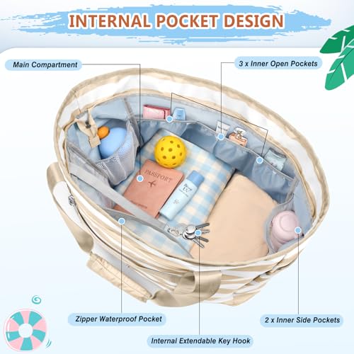 Image of Extra Large Beach Bags for Women Waterproof Sandproof Beach Tote Bag
