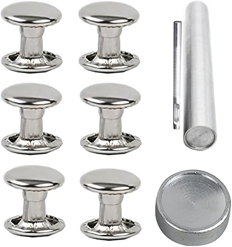 85 juegos de remaches de cuero de acero inoxidable con kit de herramientas, remaches de doble tapa, remaches tubulares de metal, reparaciones,