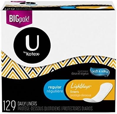 U by KotexLightdays Panty Liners, Regular, 129 Count (Pack of 2)