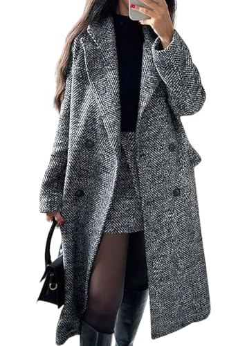 chouyatou Women's Winter Casual Herringbone Wool...