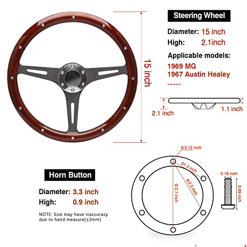 Top10 Racing 380Mm 15" Inch Classic Nostalgia Style Wood Grain Steering Wheel Slotted 3 Spoke Steering Wheel Riveted Light Wood Grip (15' Steering Wheel) #TOP3