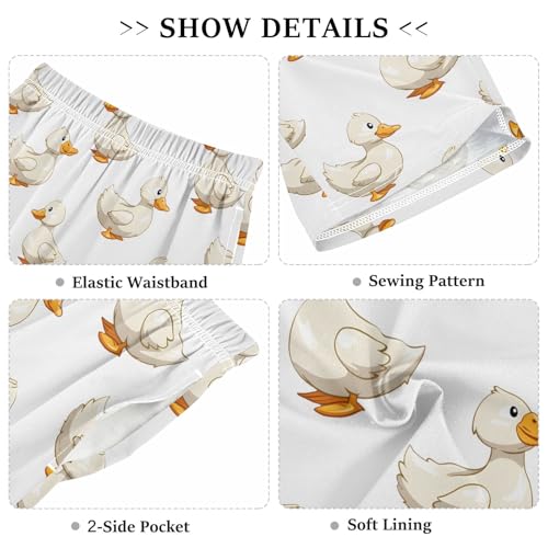 White Duck Short Pajama Pants Bottoms Soft Sleepwear with Pockets3