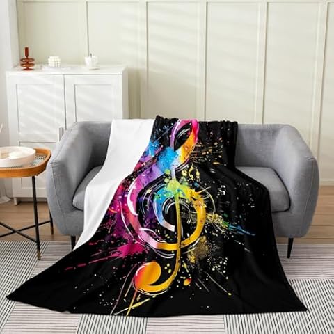 Erosebridal Musical Note Fleece Blanket Cover