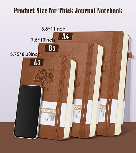 Image of Lined Journal Notebook -365 Pages A4 Big Journal for Writing Men Women, College Ruled Notebook, Hardcover Leather Journal, Daily Journal Notebook for Work, Note Taking, 100Gsm Paper(8.5 inch x 11 inch Brown)
