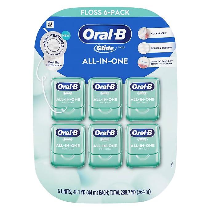 Oral-B Glide Mint All-in-One Dental Floss 48 Yards Each Pack of 6